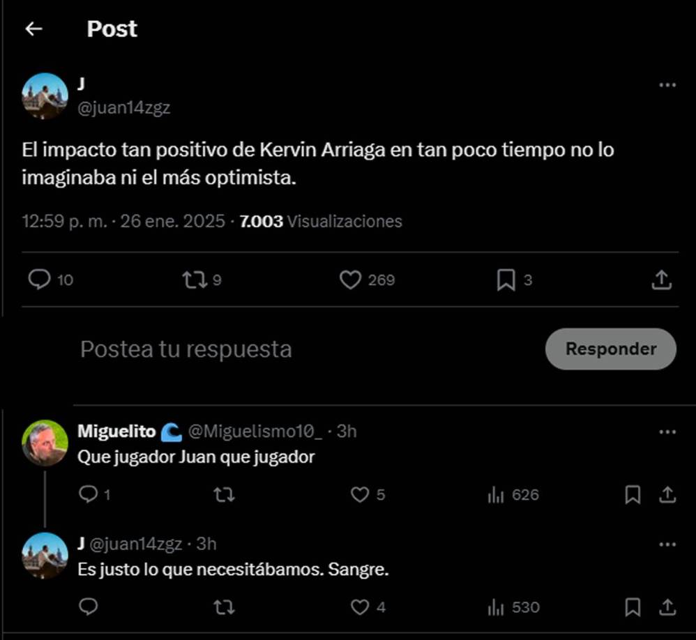 Los aficionados del Zaragoza también están encantados con el hondureño Kervin Arriaga. Así lo elogian en redes sociales.