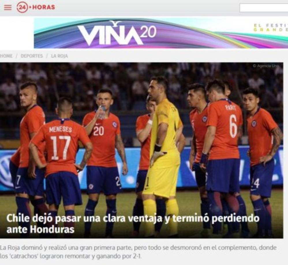 La prensa de Chile destacó la remontada de Honduras en la segunda parte.