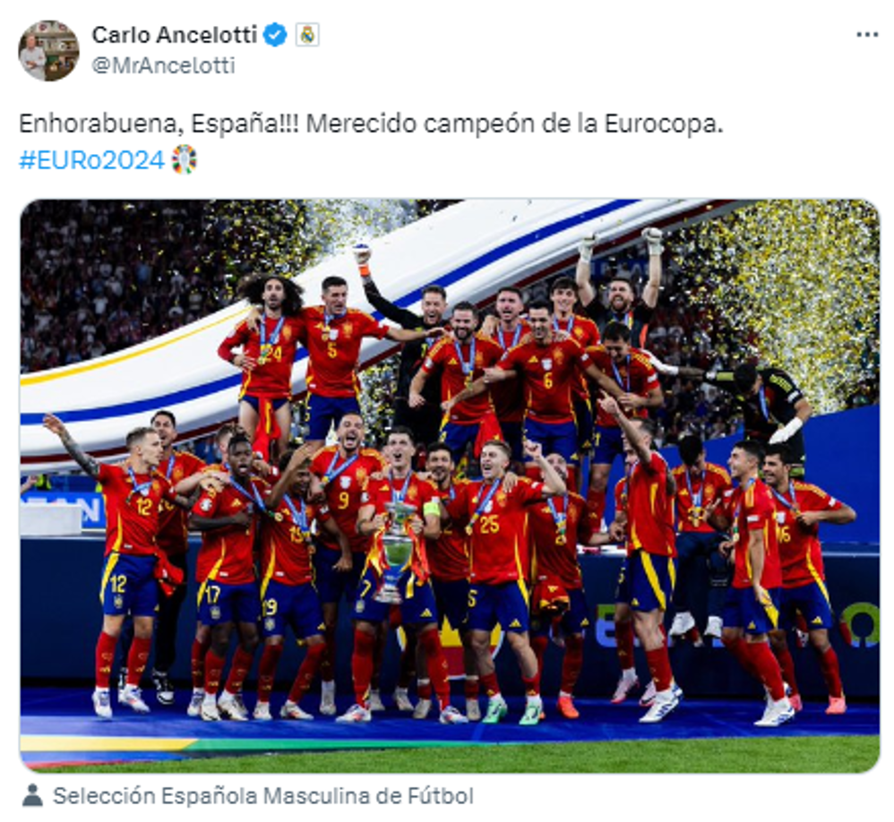Carlo Ancelotti, entrenador del Real Madrid, también dejó su mensaje para España.