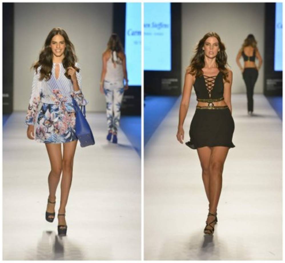 Carmen Steffens. Exhibió piezas deportivas, casuales y playeras, todo inspirado en los años setenta. Usó los flecos trenzados y en macramé.