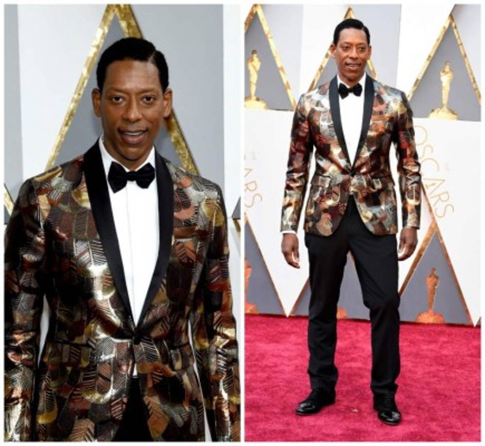 El actor Orlando Jones no quería pasar desaparecido en la entrega de los premios Oscar 2016 y lo logró con este saco de estampados.