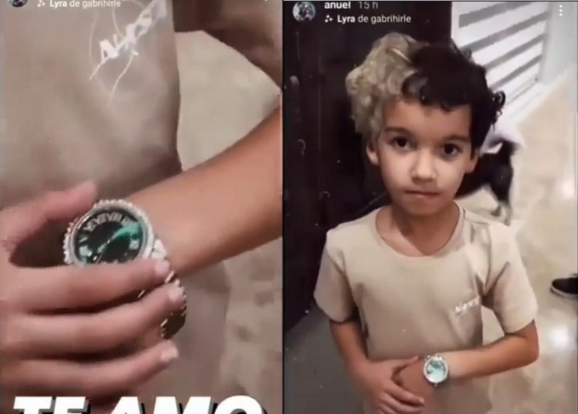 Anuel le regala un Rolex de diamantes a su hijo de 6 años