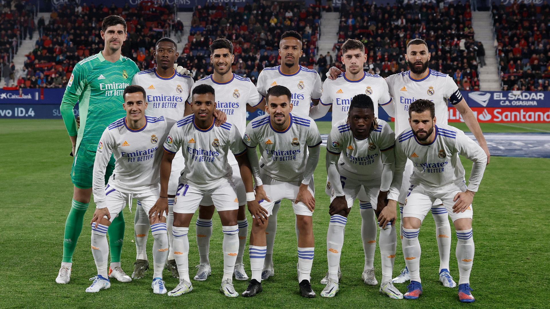 Real Madrid y el 11 titular que venció 3-1 al Osasuna. Foto Twitter Real Madrid.