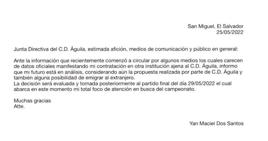 Yan Maciel se pronunció con este comunicado tras rumores que lo colocan en el Olimpia.
