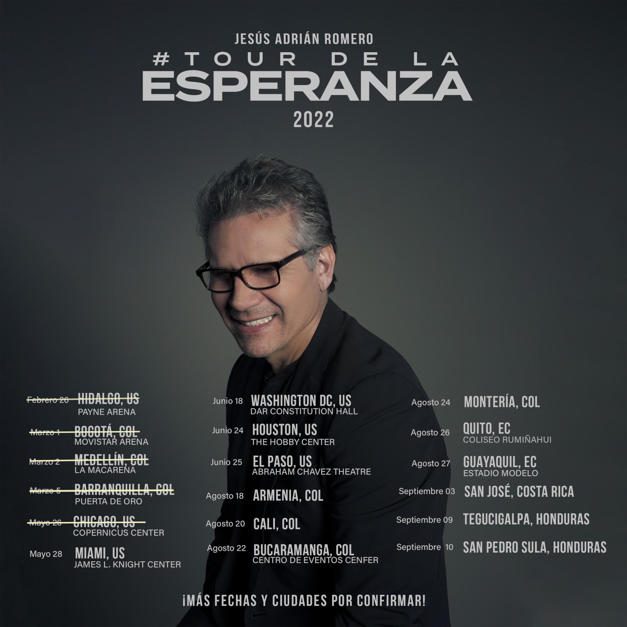 Jesús Adrián Romero compartió el calendario de sus próximos conciertos.