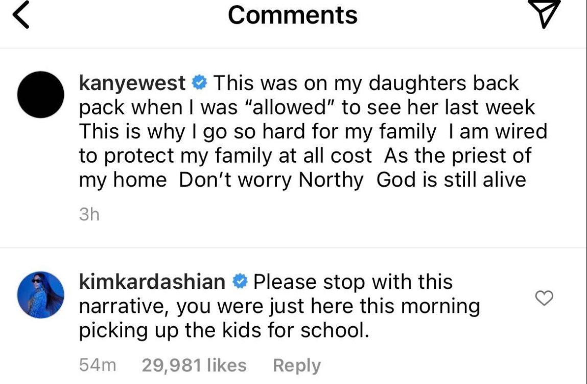 Los mensajes que han intercambiado Kanye West y su exesposa Kim Kardashian.
