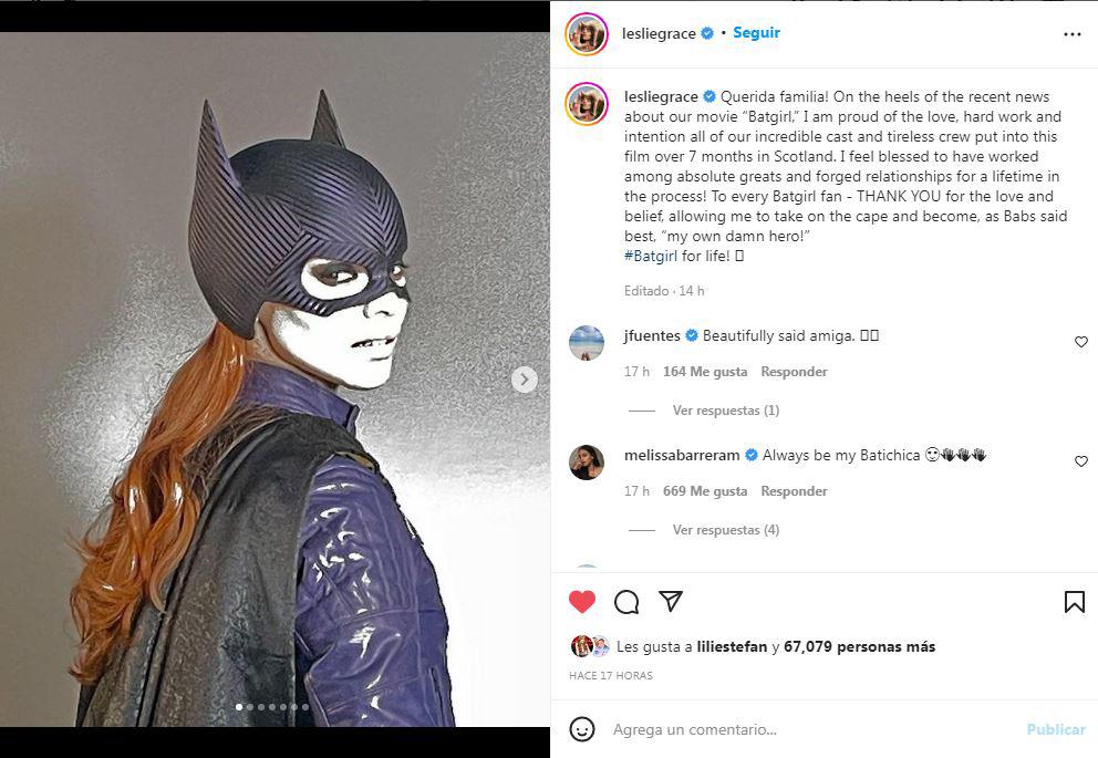 Leslie Grace compartió este mensaje en su cuenta de Instagram.