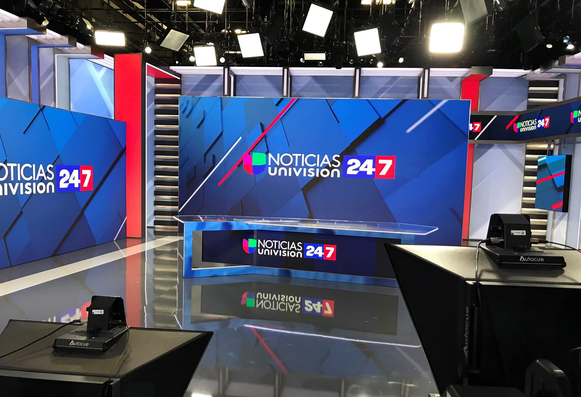 $!Vista del interior del estudio de “Noticias Univision 24/7”.