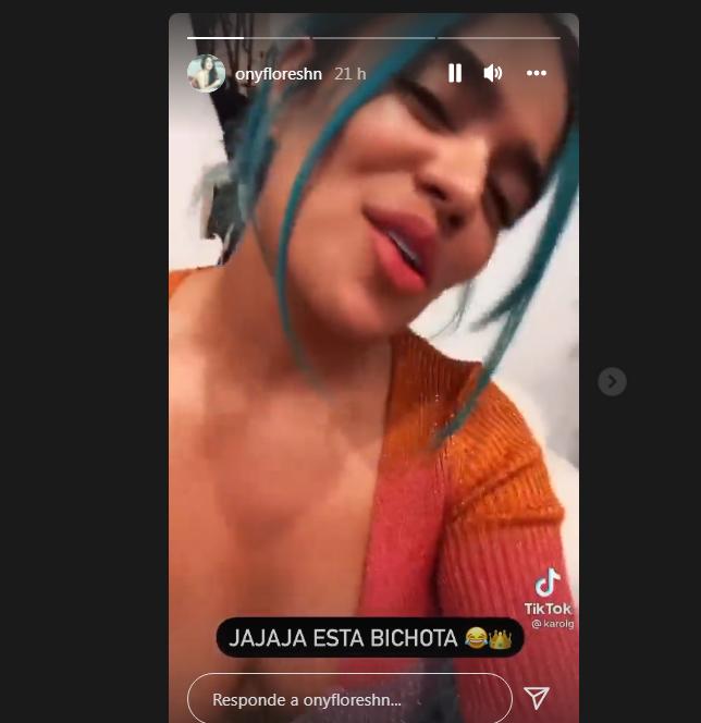 Campanita compartió un video en sus stories de Instagram en el que se ve a la cantante colombiana Karol G cantando una parte de su canción MAMIII.