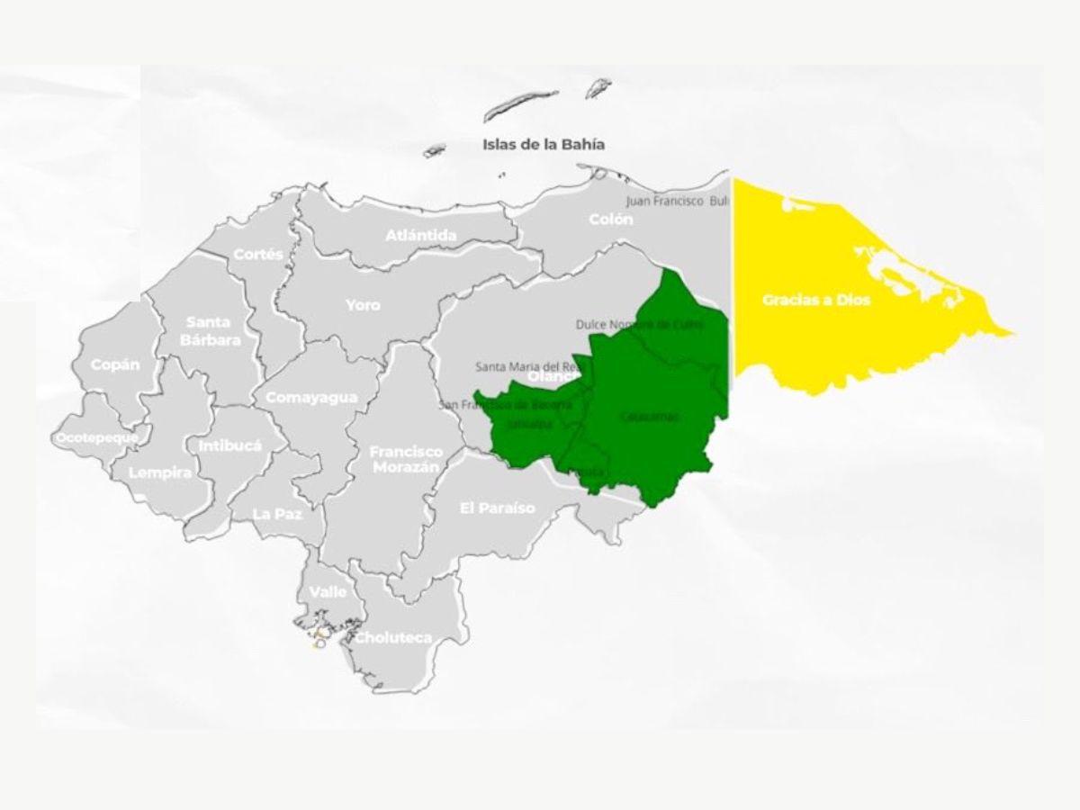 Copeco eleva a Alerta Amarilla el departamento de Gracias a Dios por intensas lluvias