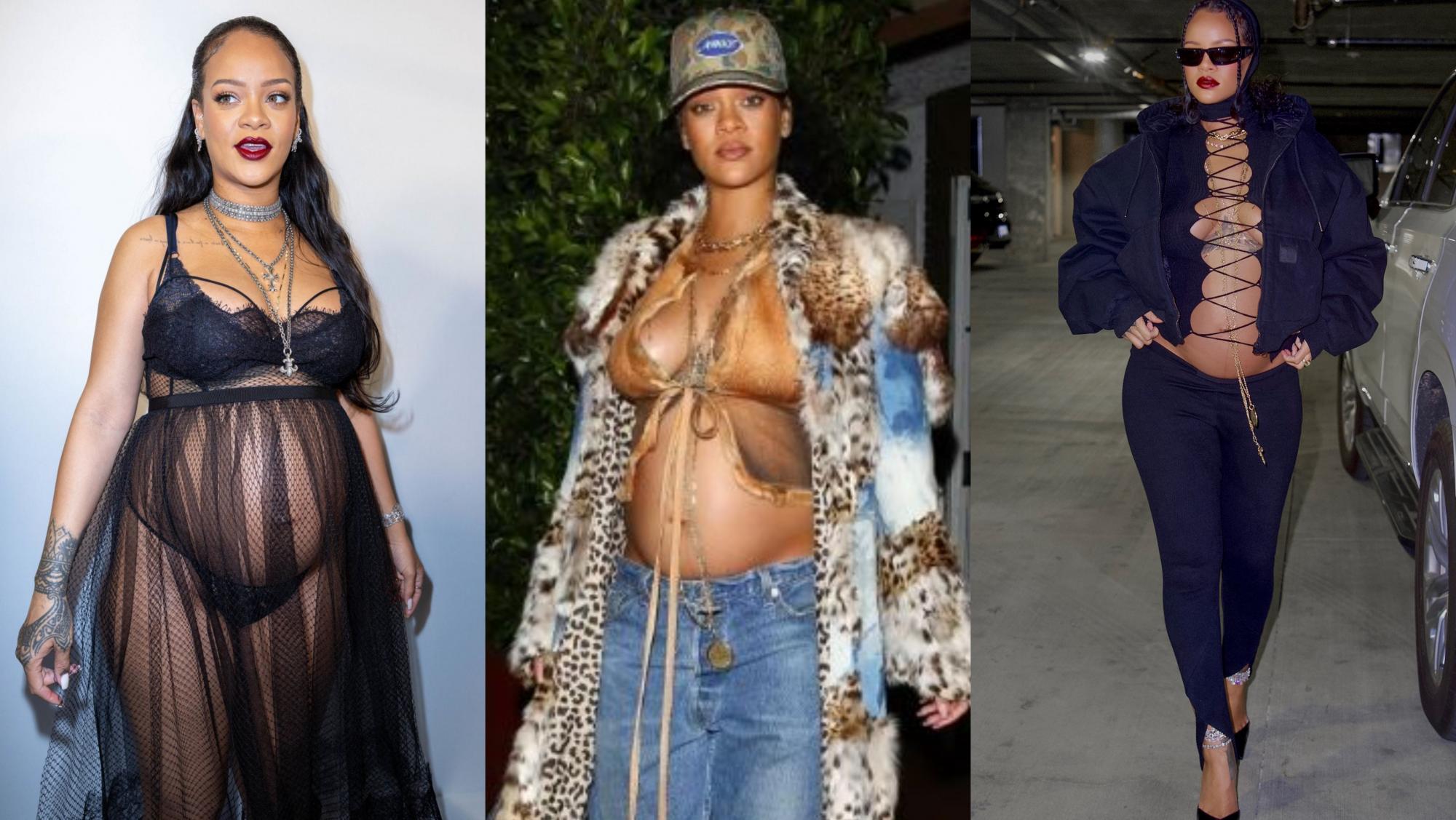 $!Rihanna's different maternity looks.